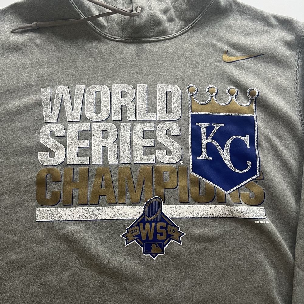 Nike Therma-FIT Kansas City Royals 2015 World Series Champions Hoodie Gray Large